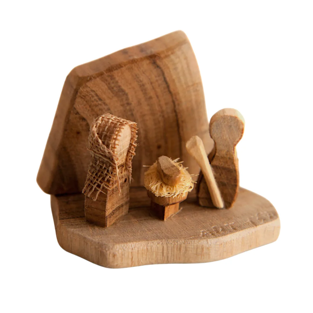 presepio madeira artesanal stellaXI pequeno cima lado