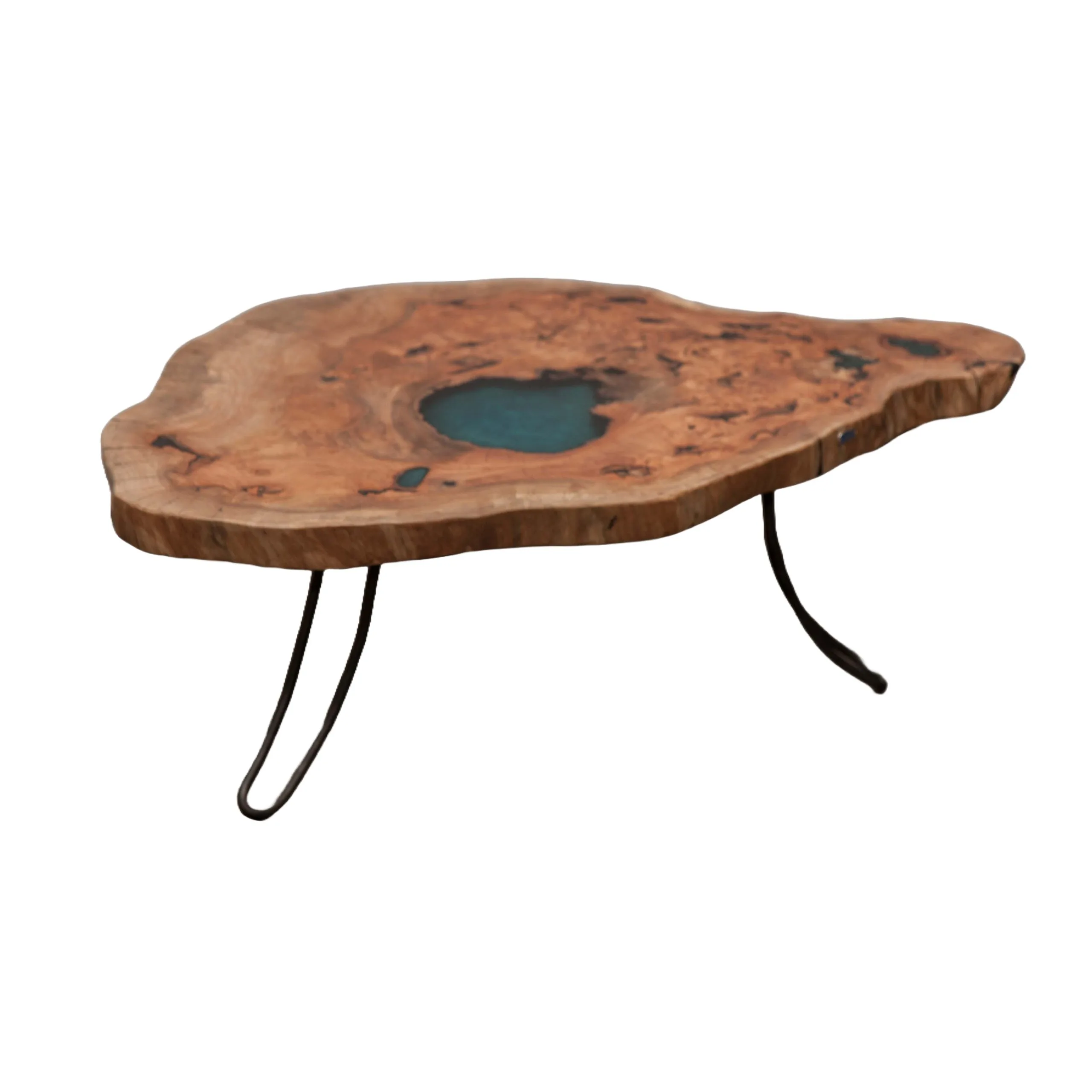 Sycamore Wood Coffee Table with Blue Resin