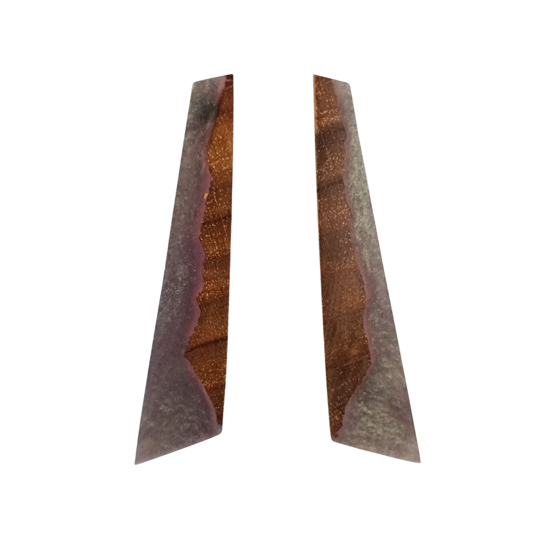 7 brincos artesanais em madeira natural e resina cinza perolada design geometrico art137