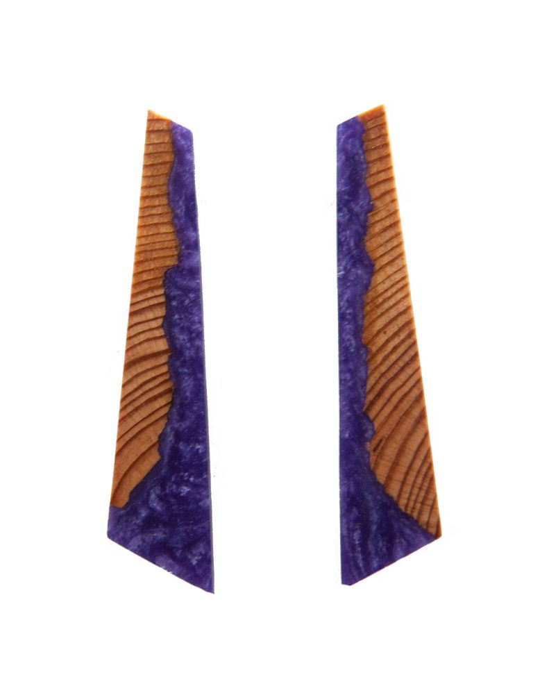 Pine Wood Earrings with Purple Resin | CarpeDiam (b4) Series