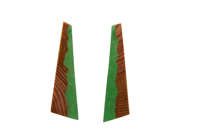 Pine Wood Earrings with Green Resin | CarpeDiam (b6) Series