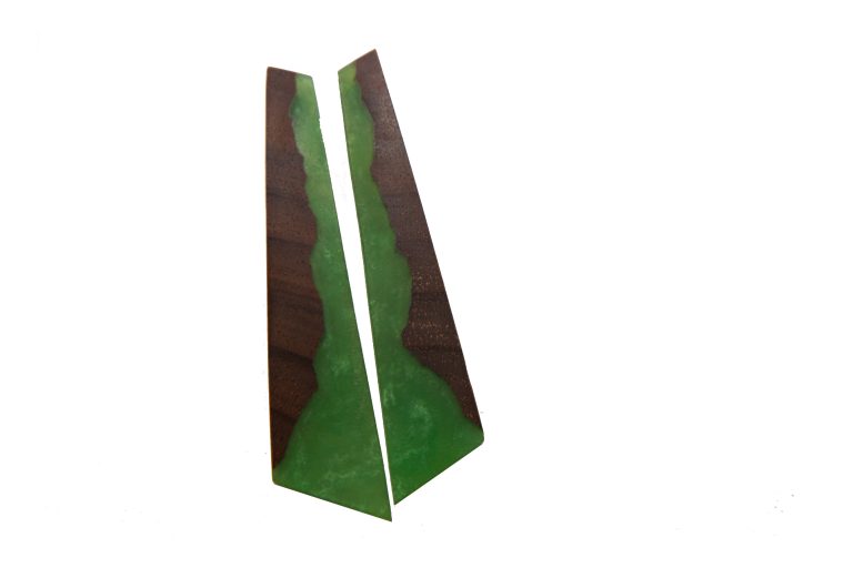 Acacia Wood Earrings with Green Resin | CarpeDiam (b7) Series