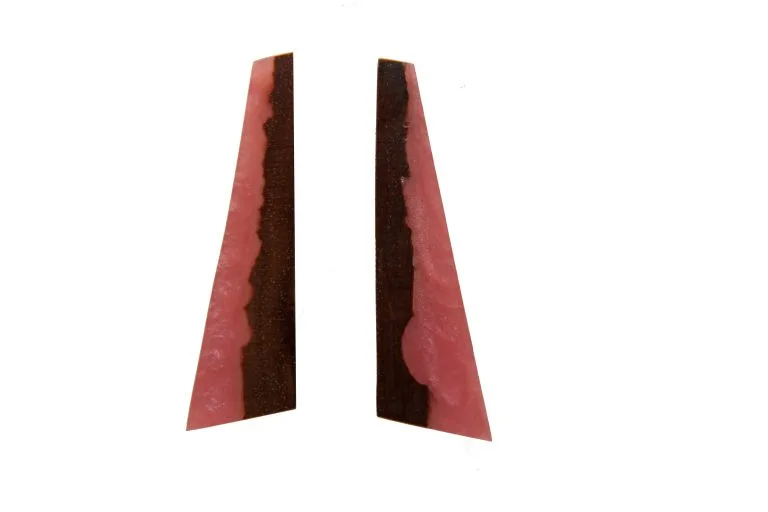 Acacia Wood Earrings with Pink Resin | CarpeDiam (b9) Series