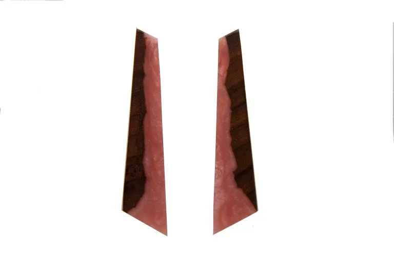 Handmade Acacia Wood Earrings with Pink Resin | CarpeDiam (b10) Series
