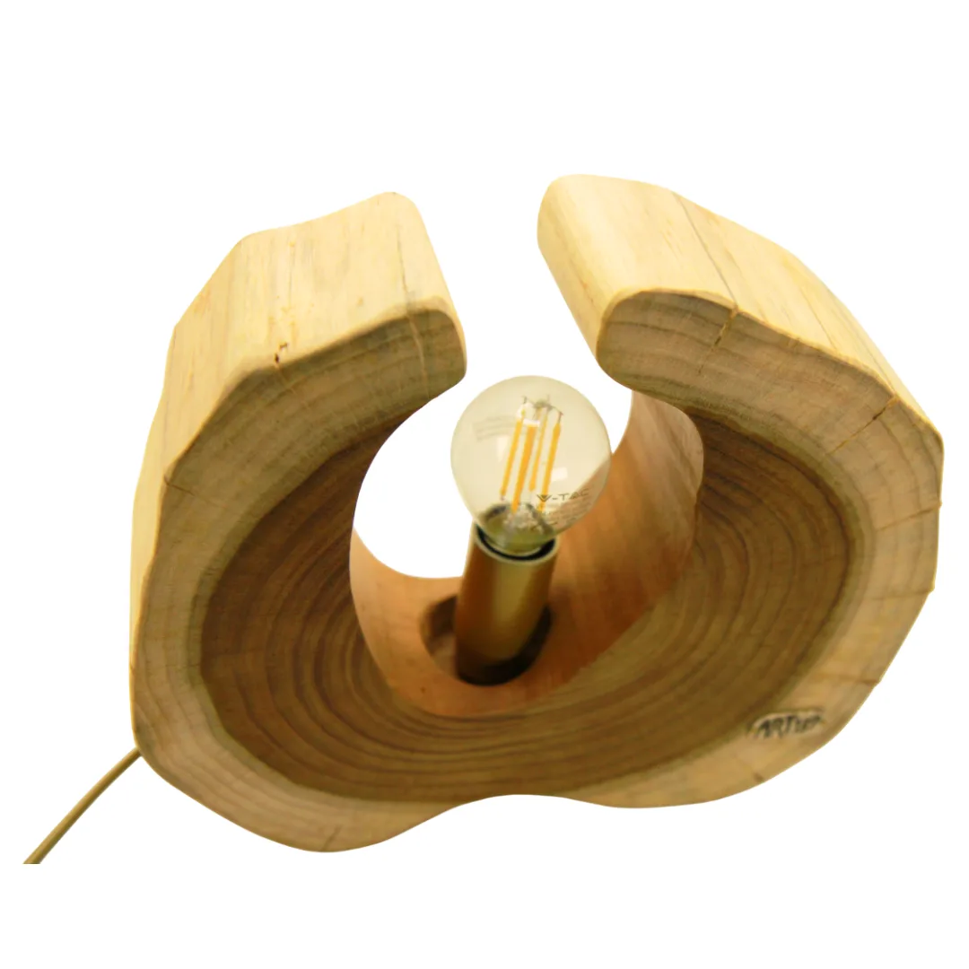 Acacia Wood Table Lamp - Handmade and Unique - top