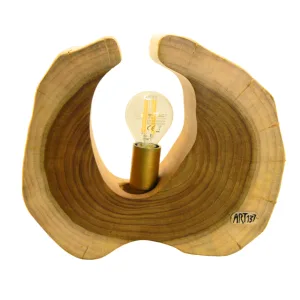 Acacia Wood Table Lamp - Handmade and Unique - front