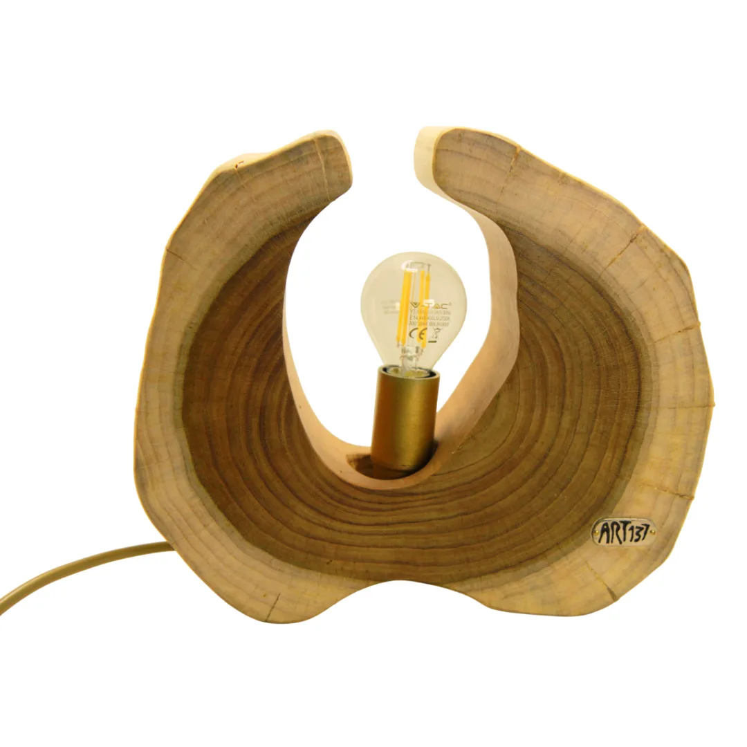 Acacia Wood Table Lamp - Handmade and Unique - Wired