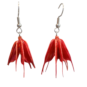 par Brincos Artesanais Flor Vermelha com Resina