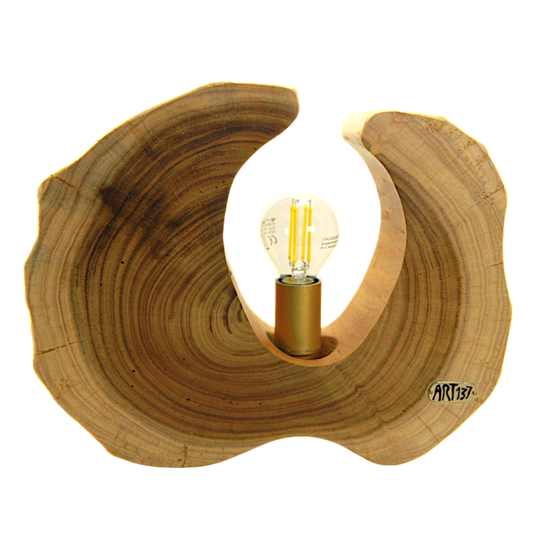 Candeeiro de Mesa em Rodela de Madeira – Design Artesanal 776 frente