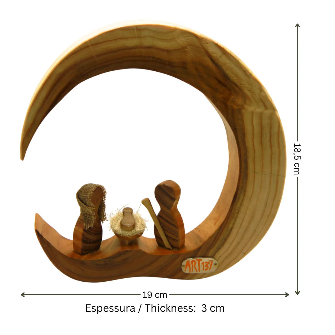 acacia wood half-moon crib 18.5 cm high 19 cm long and 3 cm thick